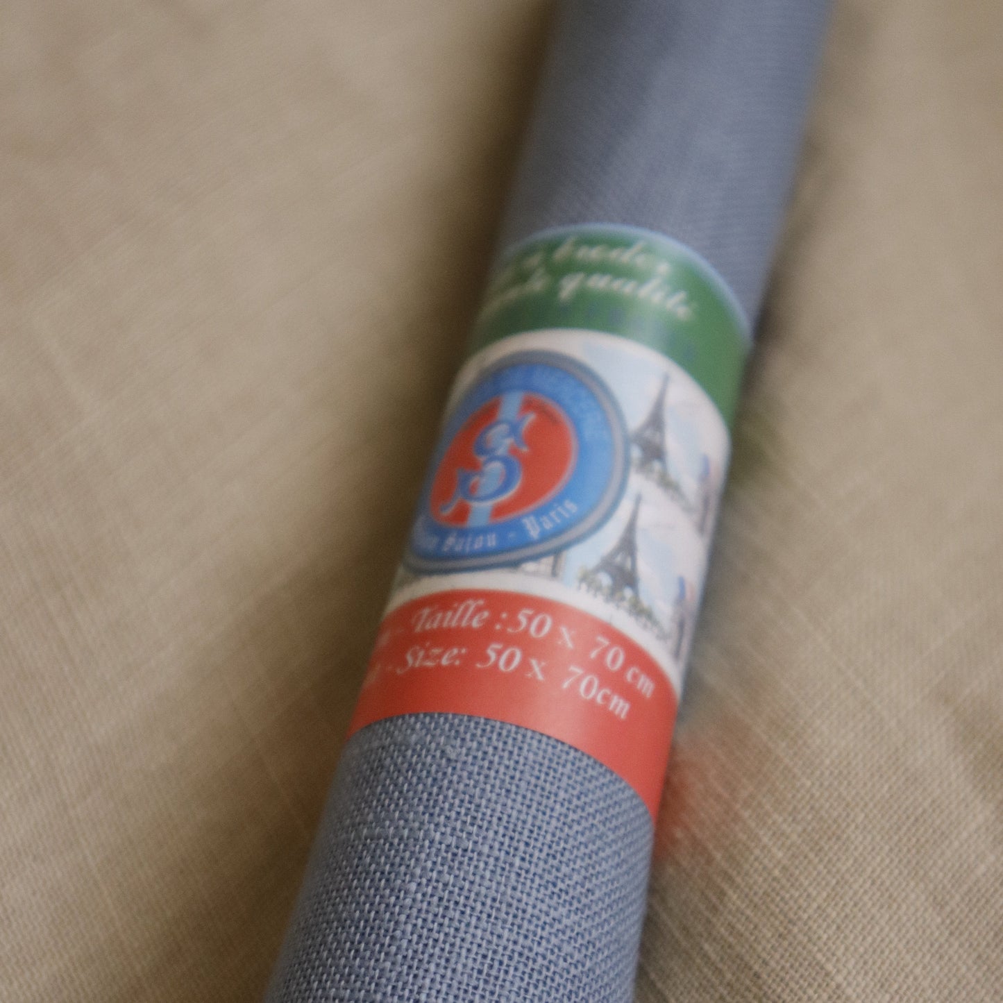 Tela de Lino para Bordar - 12 hilos/cm - 50 x 70 cm Sajou, Azul Grisáceo