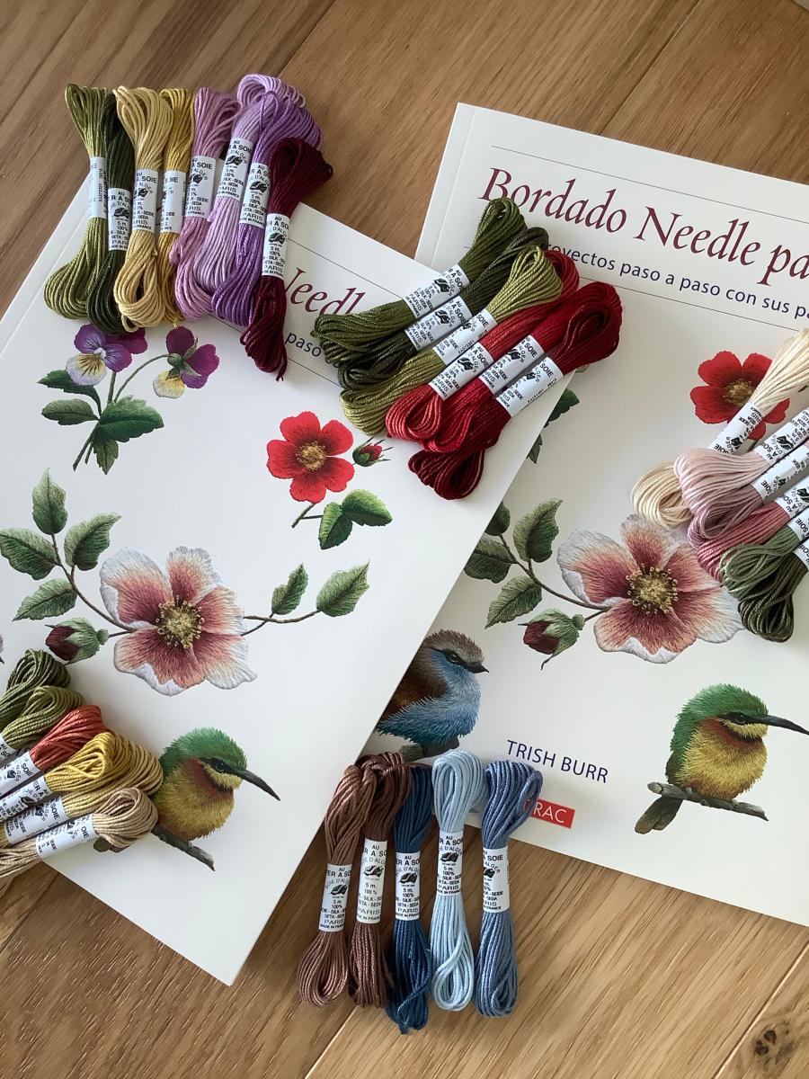 Libro "Bordado Needlepainting" (pintura a la aguja) de Trish Burr