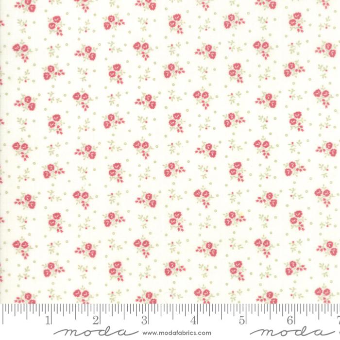 Tela Porcelain de 3 Sisters para Moda Fabrics - Little Red Flowers